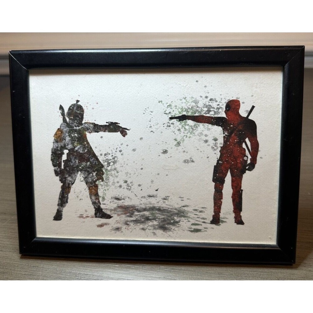 Boba Fett vs. Deadpool Framed Fan Art Print - 6.5" x 9" Crossover‎